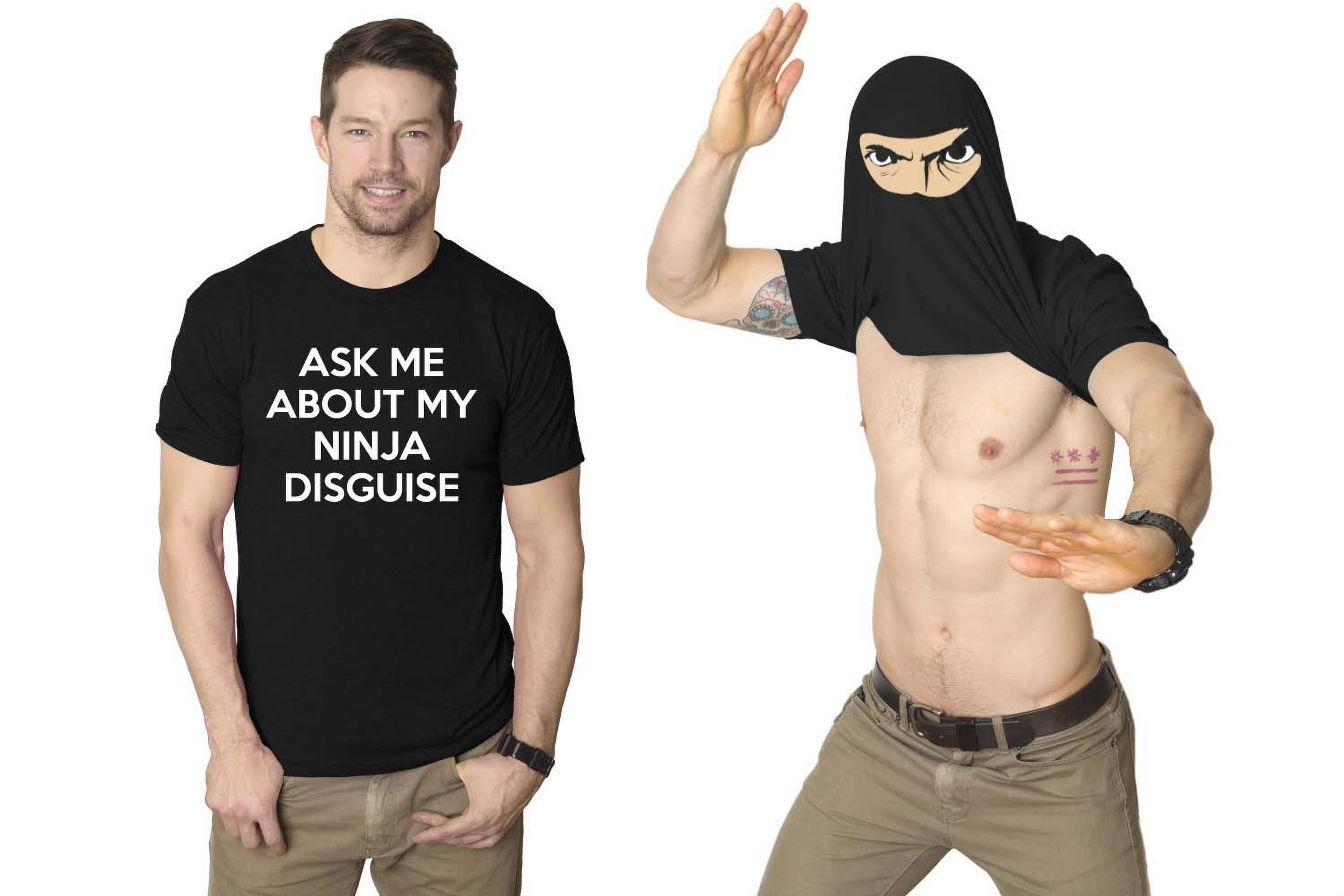 Mens Ask Me About My Ninja Disguise Flip T shirt Funny Costume Graphic Humor  Tee (Black) - 3XL Graphic Tees 