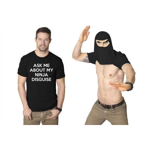 Mens Ask Me About My Ninja Disguise Flip T shirt Funny Costume Graphic Humor Tee Graphic Tees