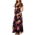 thumbnail image 3 of Mother Bee Maternity Short Sleeve Faux Wrap Dress with Adjustable Belt, 3 of 4