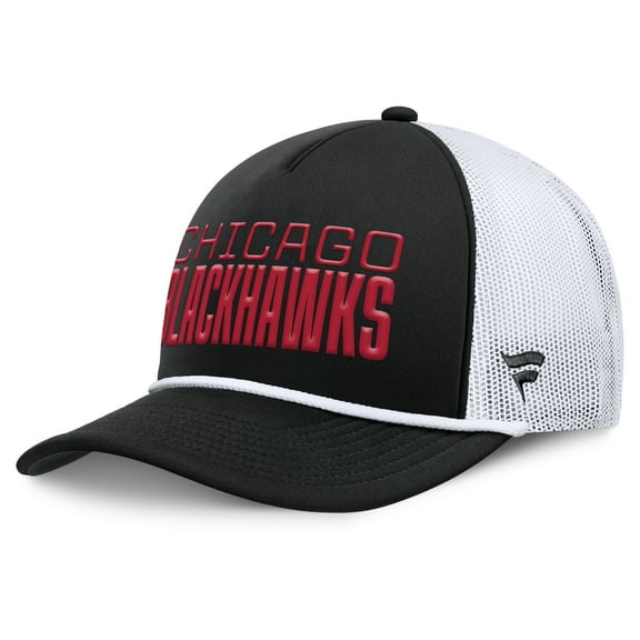Men's Fanatics Black/White Chicago Blackhawks Heritage Dutch A-Frame Trucker Adjustable Hat