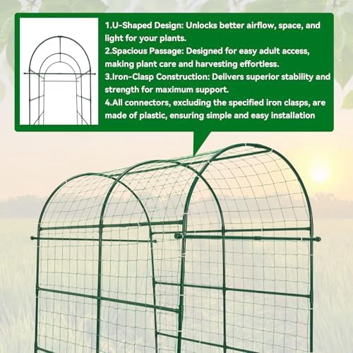 Garden Arch Trellis for Climbing Plants Outdoor - 83" H*71" W*43" L Large Rustproof Garden Trellis, Heavy Duty Grape Trellis, Tunnel Trellis for Melons, Pumpkins, Cucumbers, Peas(Green)