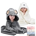 thumbnail image 1 of 2pcs Toalla De Baño Bebé Con Capucha Animales Manta Suave Modelo Gris y Blanco, 1 of 4