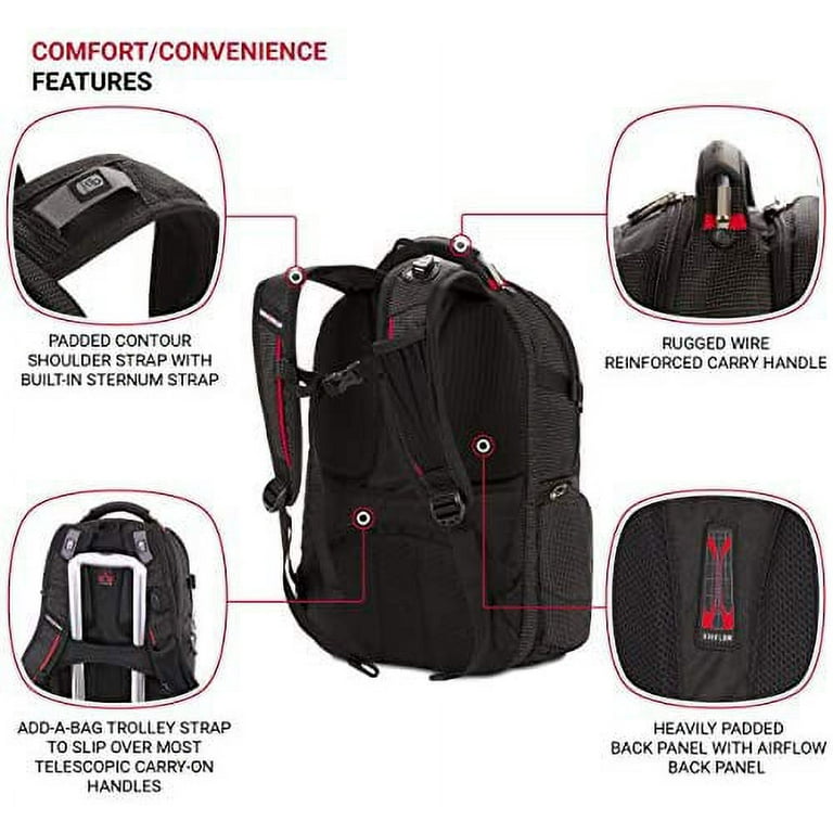 Swissgear 5358 USB Scansmart Laptop Backpack - Black/Red