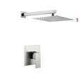 thumbnail image 2 of 10 inch Square Rainfall Head Shower, Wall mounted Bathroom Square Fixed Shower Head with High Pressure, 15-Inch Stainless Steel Extension Arm, Adjustable water flow, Ceramic valve-Brushed Nickel, 2 of 5