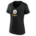 thumbnail image 2 of Women's Black Pittsburgh Steelers Logo Team Lockup V-Neck T-Shirt, 2 of 3