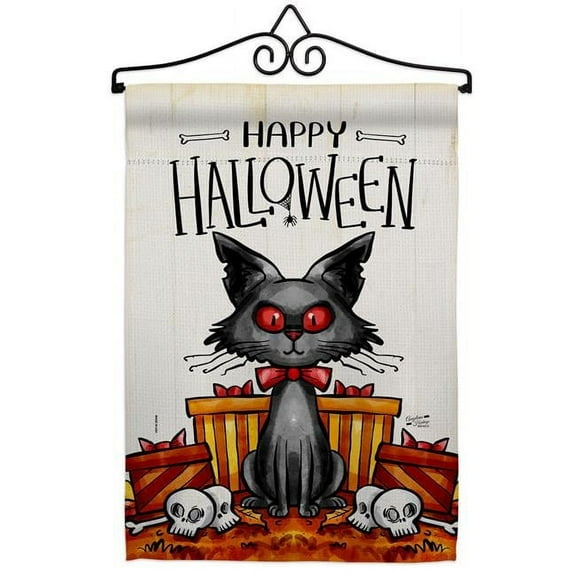 Angeleno Heritage GS130409-P3-02 Kitty O Ween Falltime Halloween 13 x 18.5. in. Double-Sided Decorative Vertical House Garden Flag Set for Decoration Banner Yard Gift