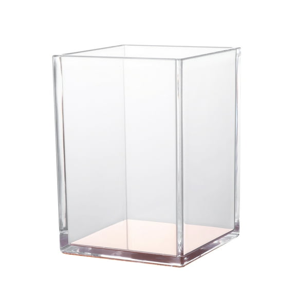 EeaseMX Portalápices acrílico transparente, contenedor para pinceles y lápices, organizador de escritorio, regalo (dorado)