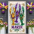 thumbnail image 6 of Colorful Mask Mardi Gras Banner Feather Adorned Carnival Display Purple Green Yellow Gold Accent Festive Backdrop for Carnival Party Mardi Gras Celebration Indoor Event, 6 of 9
