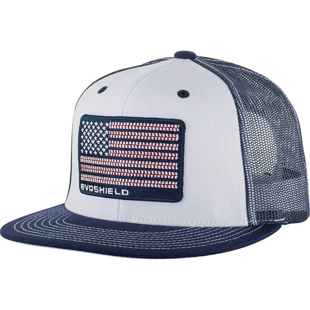 EvoShield Flag Patch Snapback Trucker Hat-White/Navy Mesh - Walmart.com ...