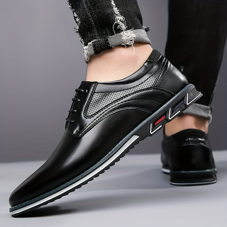 KINODAY Size Men's Solid Colour Derby Shoes Plain Toe Comfy