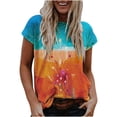 thumbnail image 1 of Mujeres Fahion Estampado floral Camisas casuales Cuello redondo Manga corta Camisetas casuales Cuello Blusa Túnica Tops Pompotops hkajfhjk458501, 1 of 5