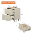 thumbnail image 2 of WAMPAT Set of 2 End Table with Charging Station and Storage Drawers, Wood Sofa Side Table for Living Room and Bedroom, Beige Faux Linen Finish, 2 of 7