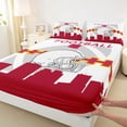 thumbnail image 3 of Homewish Est Sleep Football Queen Sheet Sets for Kids, Soccer Sports Helmet Flat Sheet, White Maroon Cartoon Queen Fitted Sheet, Ultra Soft Bedroom Decor, 4 Pieces, 3 of 7