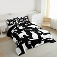 thumbnail image 3 of Feelyou Cartoon Cat Lover Full Size Comforter Sets for Teens, Black White Animal Bedding Comforter Set, Anime Kitten Theme Reversible Bedding Sets, Super Cozy Room Decor, 3-Piece, 3 of 8