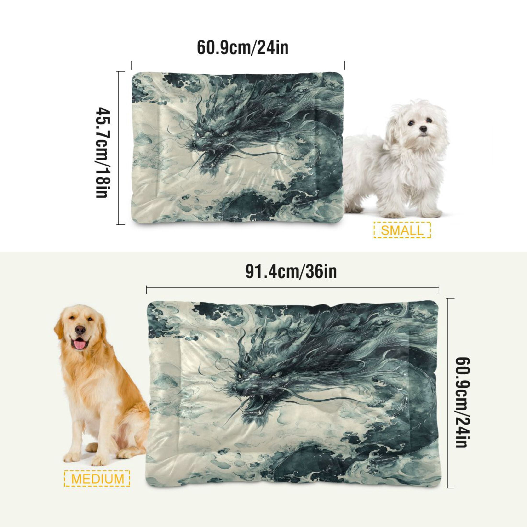 Qxltty Deep Green Dragon Ped Pad Wear-resistant and Hard to Bite Through Sleeping Pad for Small Medium Large Dogs Winter Pet Bed 36×24in
