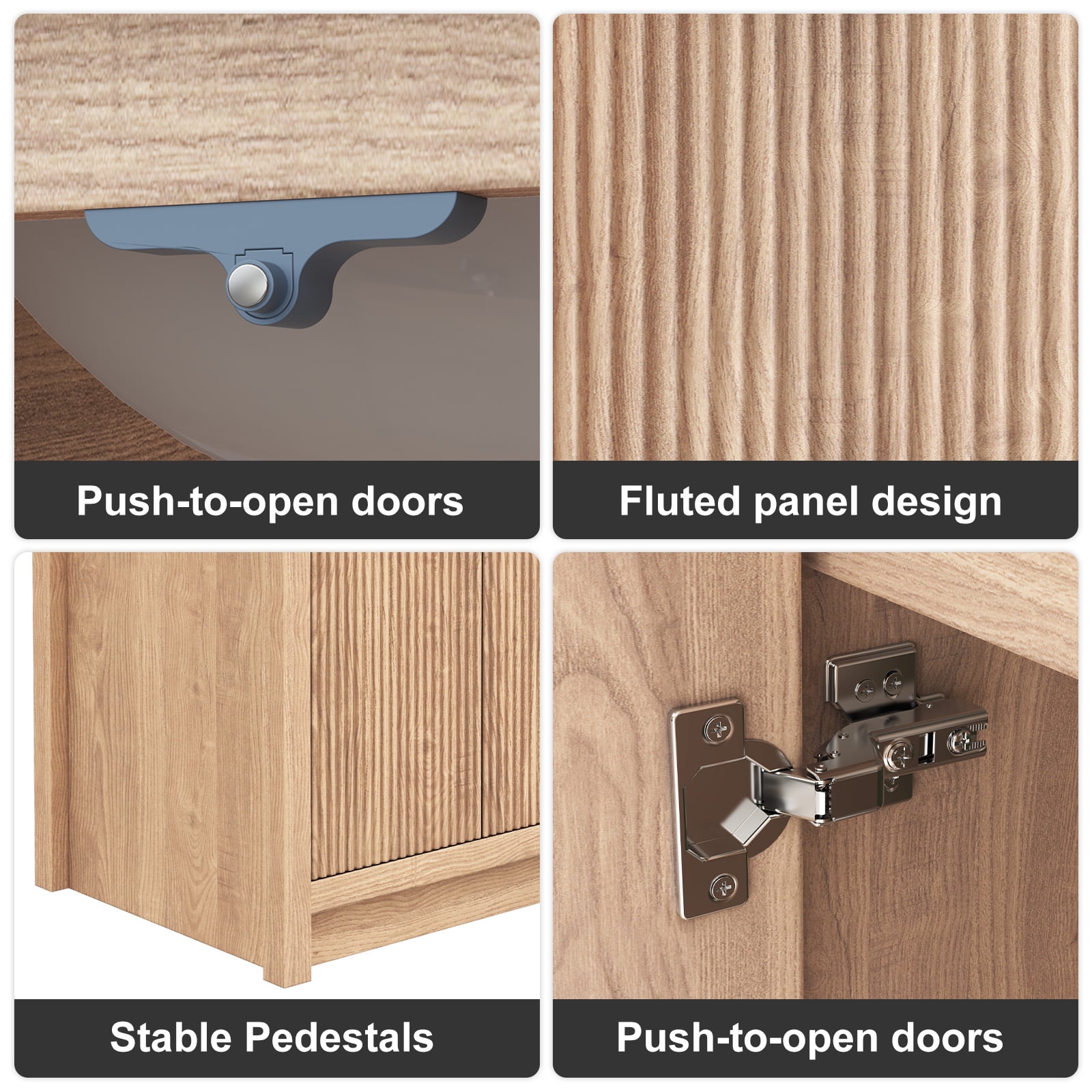 Jarbalai 47" Freestanding Double Sink Bathroom Vanity and Storage Shelves Cabinet, Oak