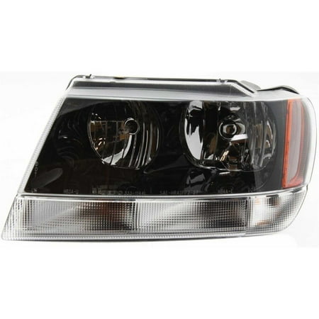 Headlight Left Black Int with Clear Signal Lens For 2002-04 Jeep Grand Cherokee