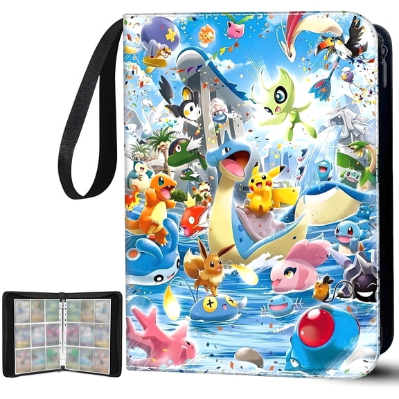 Collectible Trading Card Albums,4 Pocket Card Binder, 400 Double Sided Pocket PU Premium Zip Trading Collection Binderwith 50 Removable Sleeves, Card Folder forTCG, Sports Cards