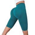 thumbnail image 2 of Womens Compression Shorts High Rise Butt Lift Tummy Control 3D Anti Cellulite Workout Leggings Outdoor Yoga Running Trendy Knee Length Green S, 2 of 6