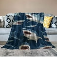 thumbnail image 2 of Chilfamy  Cartoon Shark Blanket Blue Soft Warm Print Throw Blanket for Kids Adult Office Gift, 2 of 6