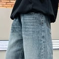 thumbnail image 5 of QBABYOO Boys Casual Baggy Denim Pants with Pockets Baggy Pants Boys Y2k Wide Leg Loose Cargo Jeans, Blue 15-16Y, 5 of 6
