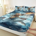 thumbnail image 3 of Manfei Pet Animal Kitten Twin Sheet Sets,Ocean Animal Shark Twin Fitted Sheet,Nautical Adventure Flat Sheet For Girls Teens,Ultra Soft Home Decor,3 Pieces, 3 of 7