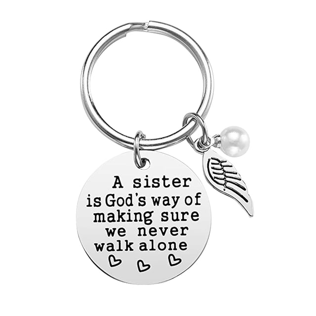 Hearth & Gear Sister From Sister A Sister Is God's Way Of Making Sure We Never Walk Alone Sister Keychain Sister Jewelry Christmas Birthday For Sisters Key Rings Small Wrist Key Lanyard for Women