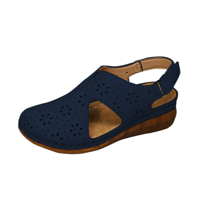 WLOELOEW Women'S Everyday Wedge Sandals Featuring A Supportive Round Toe And Soft Comfort Footbed Great For Extended Wear Plus Size Us 8.5 For 10.04 Inch Feet