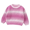 thumbnail image 3 of Little Kids Cable Gradient Knit Sweaters Cute Round Neck Long Sleeve Pullover Top Casual Loose Oversized Knitted Sweater Simple Knit Sweater Winter Outfits for Toddler and Kids 8-10 Years, 3 of 8