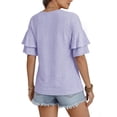 thumbnail image 3 of MOYIKO Women Casual Ruffle Half Sleeve Summer tops Crewneck Eyelet Shirts Flowy Dressy Tunic Blouses, 3 of 7