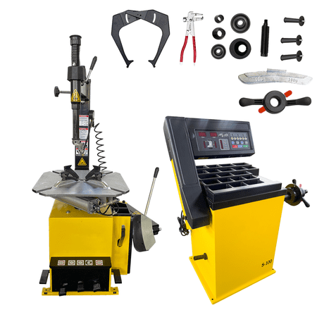 HPDAVV Tire Changer and Wheel Balancer Combo - 110V Garage Tire Machine Set with S100 Wheel Balancer (±1g Accuracy 7s Cycle) and 1.5HP Tire Changer for 11 -24 Rims - Auto Repair Shop Equipment
