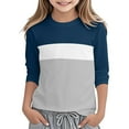 thumbnail image 4 of DISKEBUISS Kids Tops Color Block Round Neck 3/4 Sleeve Blouse Summer & Spring Casual Travel & School Wear, 4 of 5