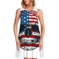 thumbnail image 1 of Balery American Flag Skull Vestidos de verano para mujer con estampado: vestido holgado sin mangas, vestido playero informal y cómodo para días calurosos., 1 of 7