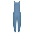 RQYYD Reduced Cotton Linen Overalls for Women's Sleeveless Button Down
