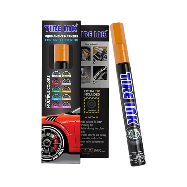 Marcador de pintura para llantas, tinta naranja, impermeable y permanente