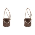 thumbnail image 1 of Bolso Hombro Piel Sintética para Mujer Con Cadena Perlas Mullido Fiesta (café), 1 of 6