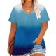 thumbnail image 4 of Puntoco Liquidación de blusas cortas para mujer Camisa básica estampada de manga corta con cuello en V y talla grande para mujer, 4 of 5