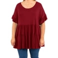 thumbnail image 2 of Plus Size Women Short Sleeved High Waist Casual Shirt Loose Solid Tops, 2 of 4