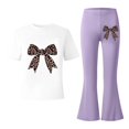 thumbnail image 4 of MEZZALL Bowknot Printed Girls Casual Outfits Flared Pants Short Sleeve T-Shirts Tops Two Piece Comfy Cute Party Clothing Sets, 4 of 4
