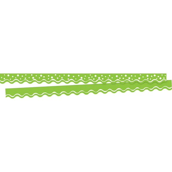 Barker Creek Double-Sided Scalloped Edge Border 2-Pack, Happy Lime, Trim out Bulletin Boards and Create Colorful Displays with 78' of Designer Double-Sided Border, 2.25" x 78' (3707)