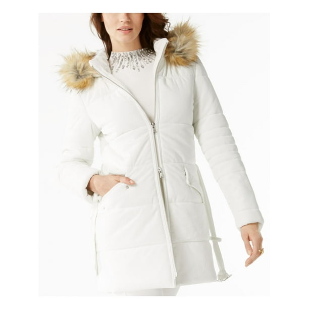 Inc Womens Black Faux Fur Zip Up Winter, Inc International Concepts Faux Fur Hood Quilted Down Coats