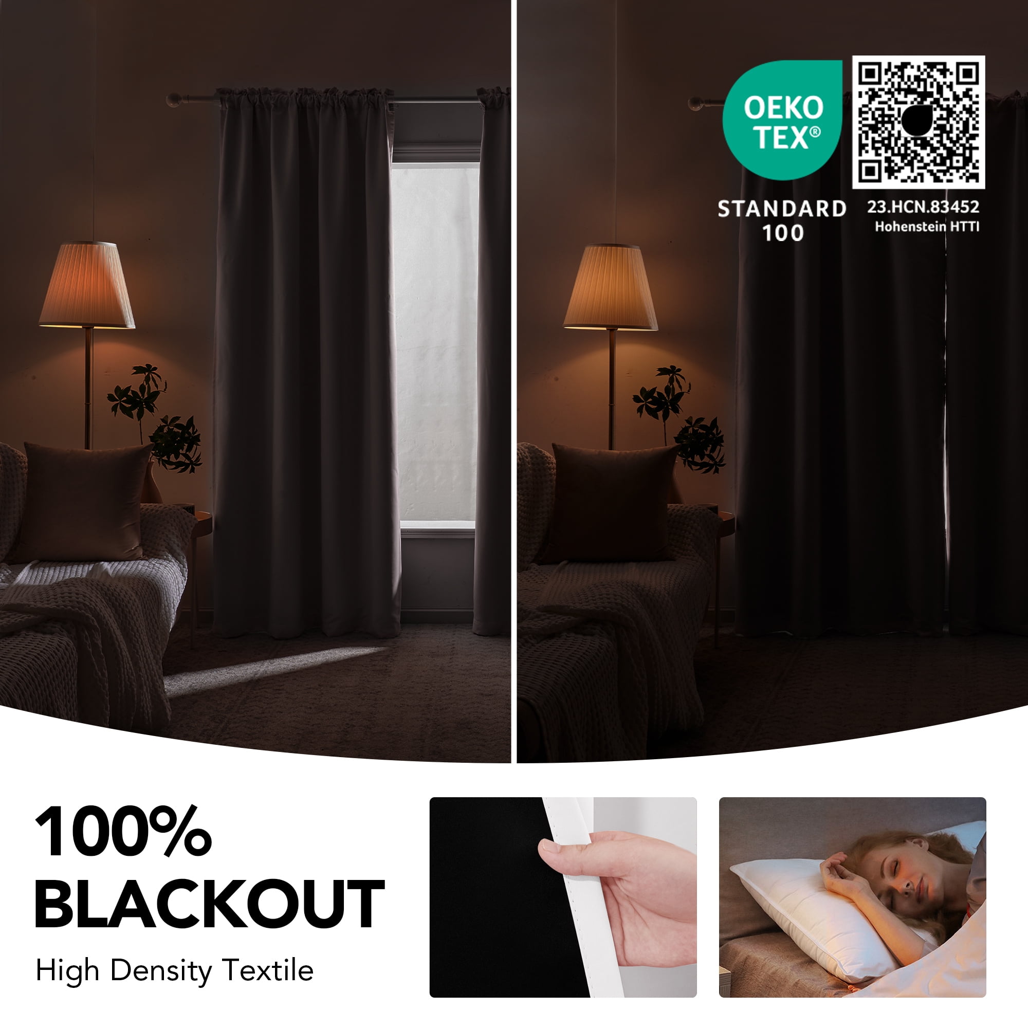ZOPZO Thermal Insulated 100% Blackout Window Curtains, White, 52W x 63L Inch, Noise Reducing for Bedroom and Living Room, 2 Panels