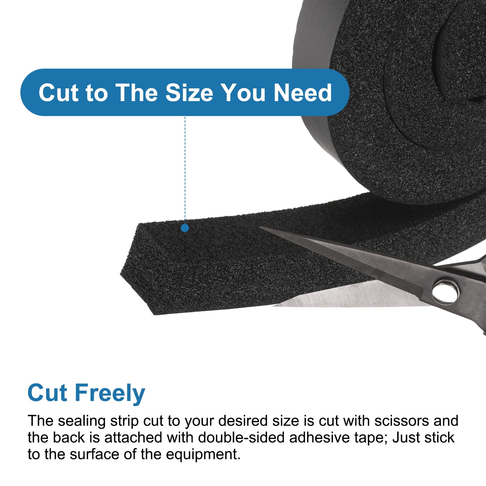 3 Set 3.28ft Foam Seal Strip, 1 Inch Width x 2 Inch Thick Weather Stripping Foam Insulation Tape, High Density Air Conditioner Open Cell Foam Seal Tape for Doors, Windows, Black