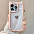 thumbnail image 4 of Wdaidj soft silicone cute cat ear phone case for iPhone 15 14 13 12 11 pro Max transparent shockproof hard acrylic bumper back cover, 4 of 7