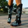 thumbnail image 3 of Mepaouo Western Cowboy Boots for Women Knee High Wide Calf Cowgirl Boots Embroidery Classic Pull on Tall Boot, 3 of 9