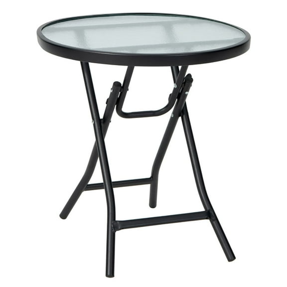 Spaco Outdoor Side Table, Patio Side Table with Tempered Glass Tabletop, Outdoor Side Table for Patio, Pool, Porch