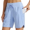 thumbnail image 2 of HAJWOH Women's 7" Athletic Long Running Shorts Workout Gym Quick Dry Hiking Shorts High Waisted Zipper Pocket, 2 of 5