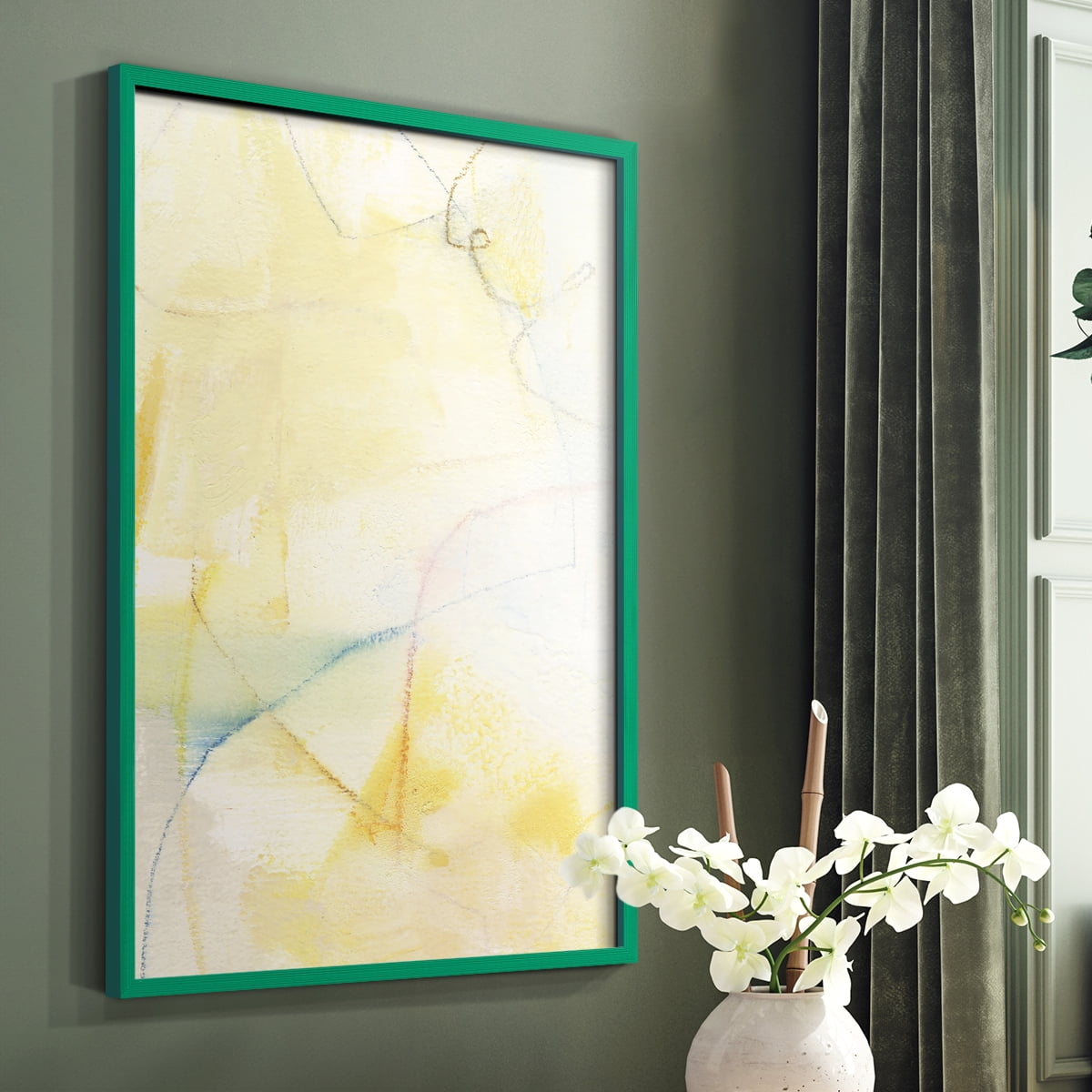 Barxan IV Framed Print in Green Solid Wood Framed Print No Nail Hanging