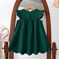 thumbnail image 5 of Ulanda Girls Sleeveless Bowknot Dress Scalloped Hem Casual Dresses 2026 Fashion Summer Twirl Dress for Toddler Kids (Dark Green, 18-24 Months), 5 of 7