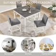 thumbnail image 5 of SESSLIFE Dining Table Set for 4, Counter Height Kitchen Table Set with Square Table and 4 Upholstered Chairs, Solid Wood Dining Room Set for 4, Space-Saving, Grey & White, 5 of 10